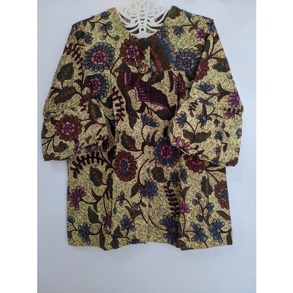 Blazer Outer Batik Motif Bunga Cewek Wanita