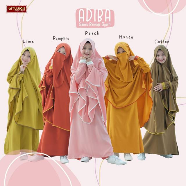 Gamis adiba series by arruwais - Gamis anak perempuan syari usia 10 - 13 tahun