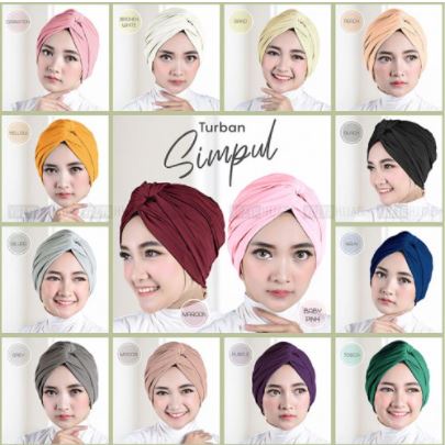 Terbaru TURBAN SIMPUL Hijab Jilbab Turban Wanita Dewasa Instant- Kerudung Model Turban Bahan Jersey 
