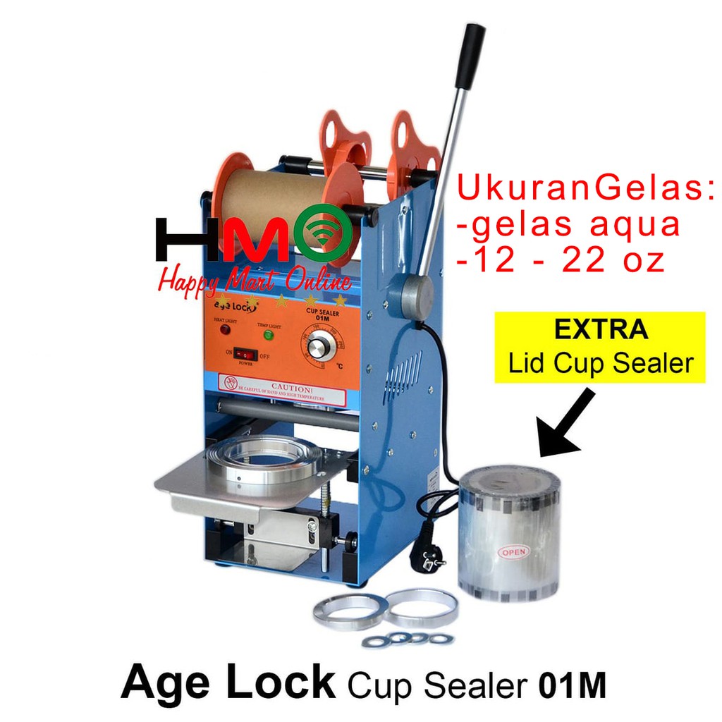 Mesin Cup Sealer Mesin Press Gelas Plastik GRATIS PLASTIK LID 8-22 Oz Age Lock 01-M 01M