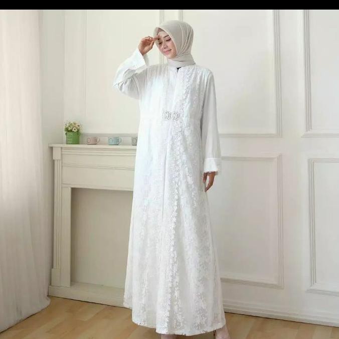 gamis putih wanita gamis brukat