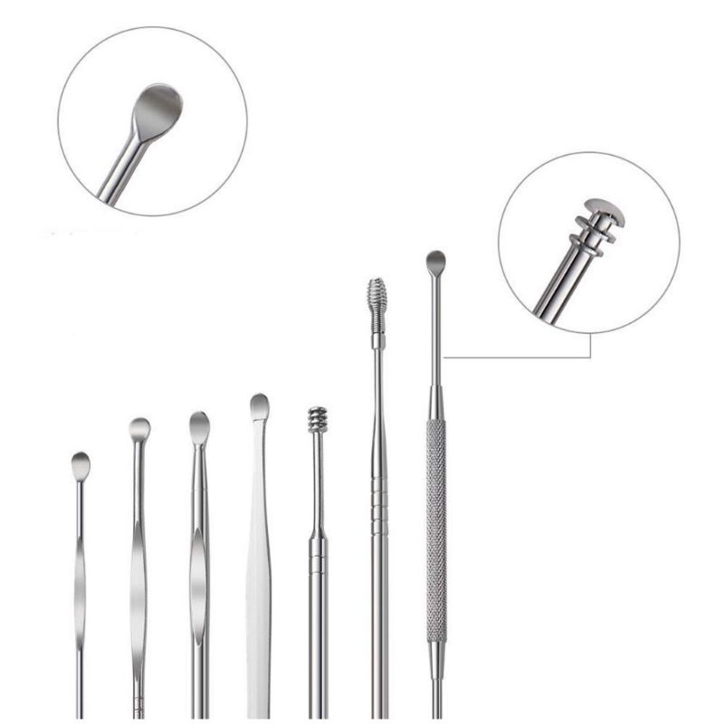 Set Alat Pembersih Telinga Korek Kuping Removing Wax Stainless Isi 8 &amp; 6 Pcs