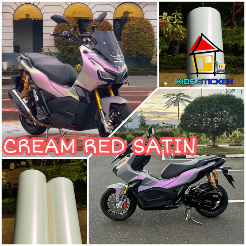 Sticker Putih Mutiara Cream Red Satin Premium Skotlet Lembayung Red Satin Doff