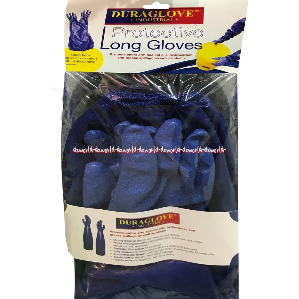 Duramitt Duraglove Industrial Protective Long Gloves Sarung Tangan Panjang Size L Loggloves Biru Duramit Dura Glove Blue Biru Kesehatan Kebersihan