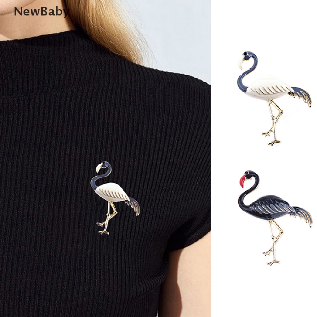 Newbaby Bros Pin Enamel Desain Burung Flamingo Elegan Untuk Wanita