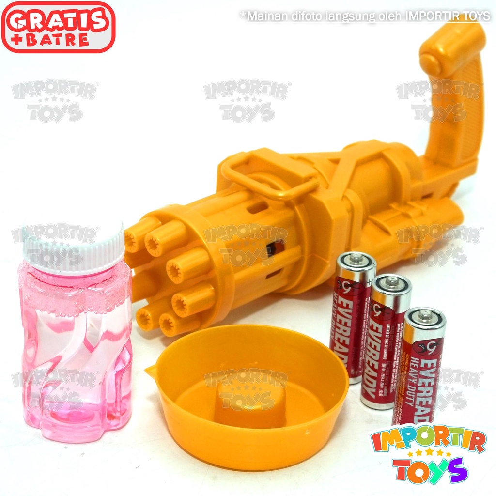 Mainan Pistol Bubble Anak Senjata Gatling Gun Electric Machine Jumbo Balon Gelembung