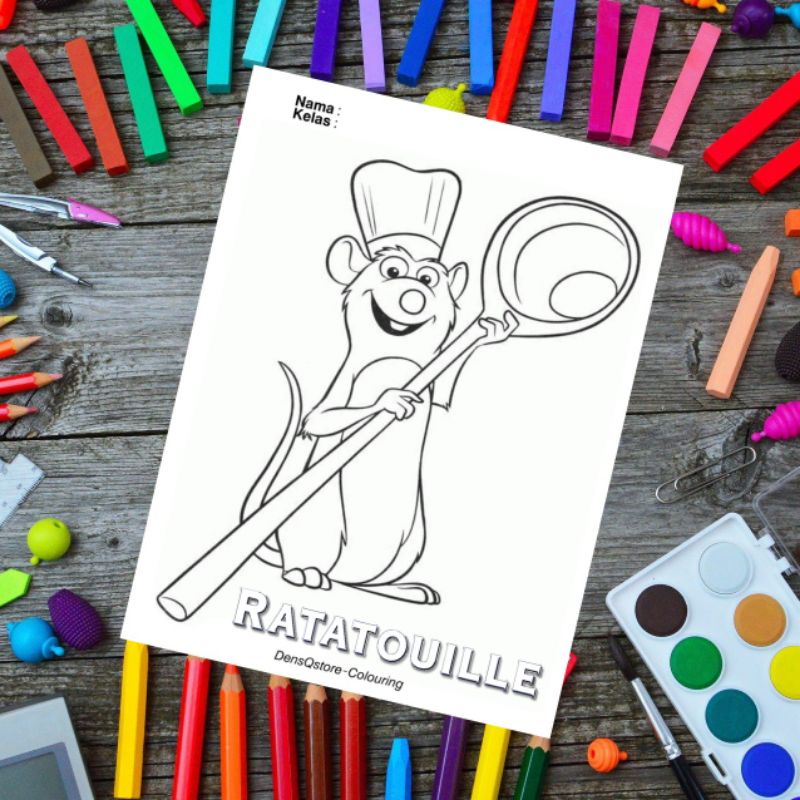

Kertas Mewarnai Anak Tema Ratatouille / Kertas Gambar (10 Lembar Gambar)