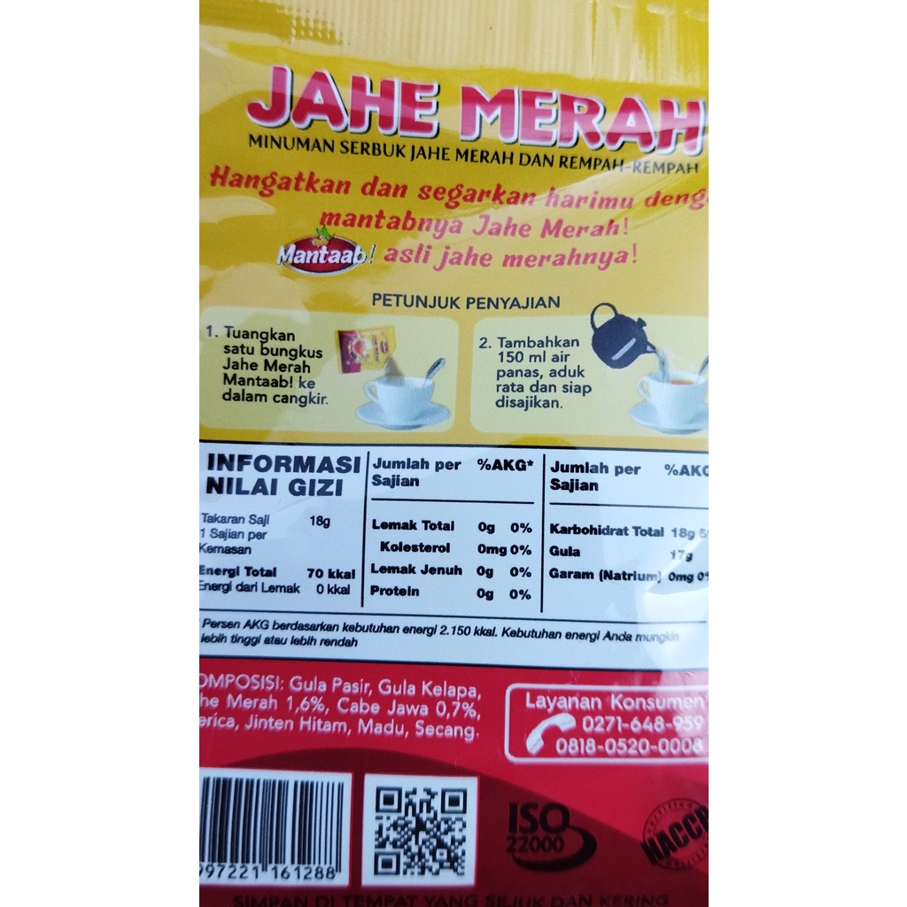 Jahe Merah Mantaab Madu Mantab Renceng  Herbal