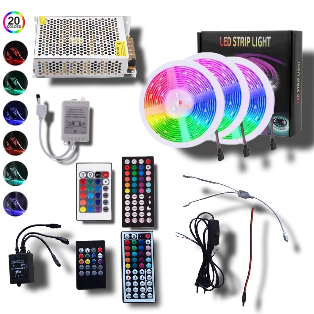 Paket Lampu Led Strip RGB 5050 15Meter Power Supply 15 Meter Dengan Variasi Remote Controller yang K