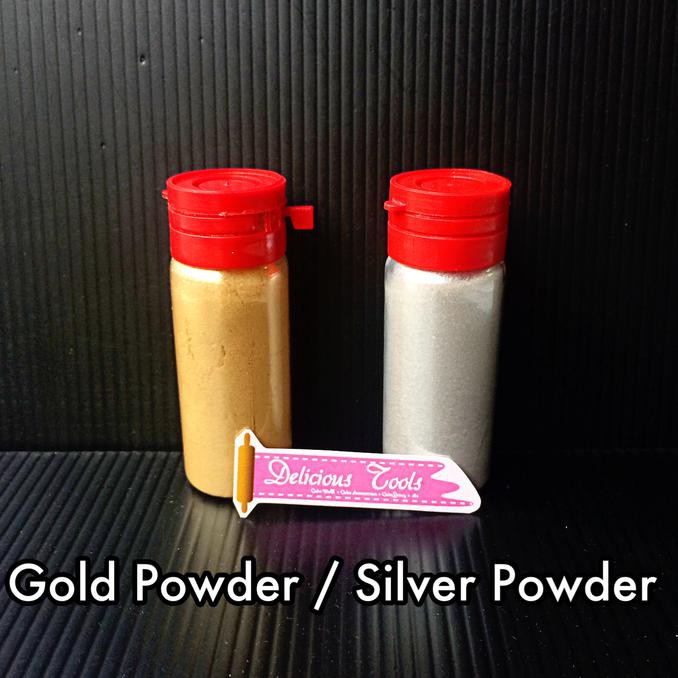 Gold / Silver Powder lustre dust pewarna emas perak fondant icing new KOMPLIT