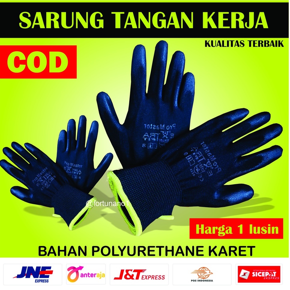 Jual Isi 12 Pasang Sarung Tangan Karet Kerja Safety Plamfit Kaos Tangan Karet Pabrik Berkebun