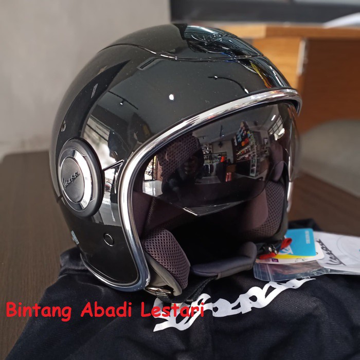 helm vespa black glossy original