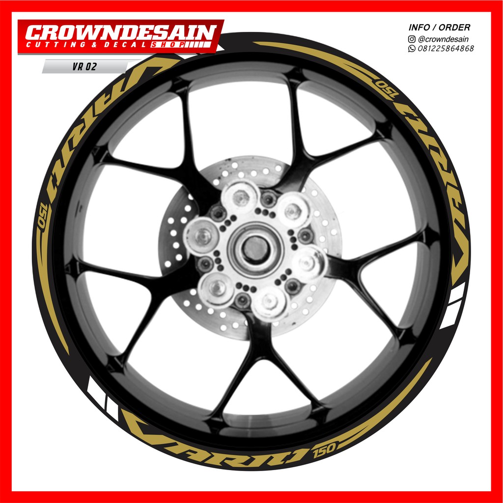 Decalmotor Sticker Cutting Sticker Lis Velg Vario 150 List Velg vario 125 VR02 Gold Putih