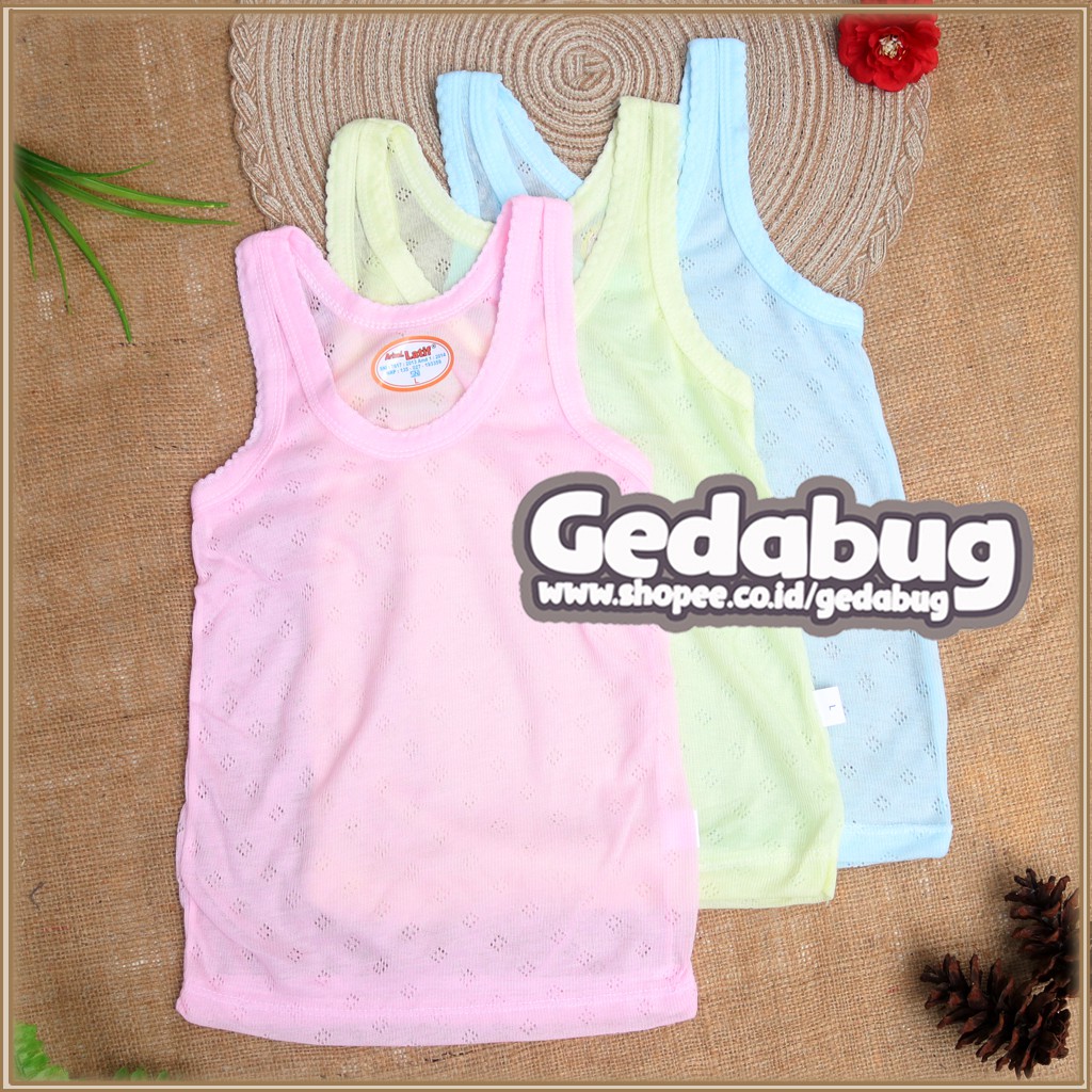 3 Pcs - Singlet Anak Latif Warna Berpori / Kaos Kutung Warna Berpori | Gedabug