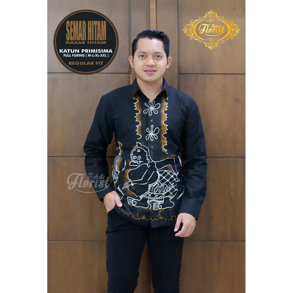 Batik Pria SEMAR HITAM Kemeja Full Furing Bahan Katun Primisima