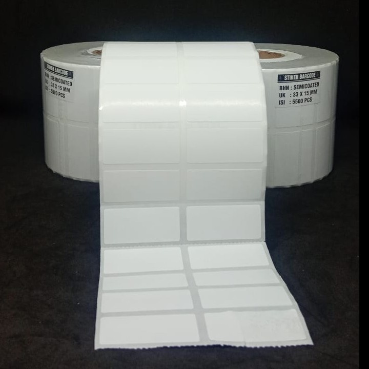 Label Barcode Semicoat 33x15 GAP 2 Line isi 5500 Stiker Cetak Harga Nama Barang 33 x 15 untuk Printer C168 E460 CP2140 OS214 PC42T GP1224T PB830L