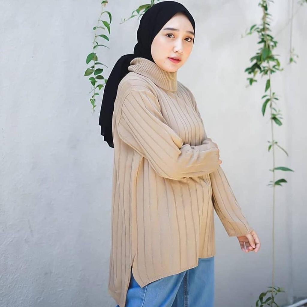 CUCI GUDANG!! Marsya Turtleneck Rajut Premium / Sweater Termurah Hits Selebgram