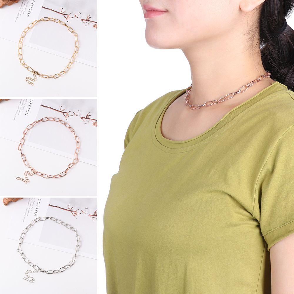 Kalung Pernyataan Nanas Punk Perhiasan Trendi Geometris Rantai Logam Aluminium
