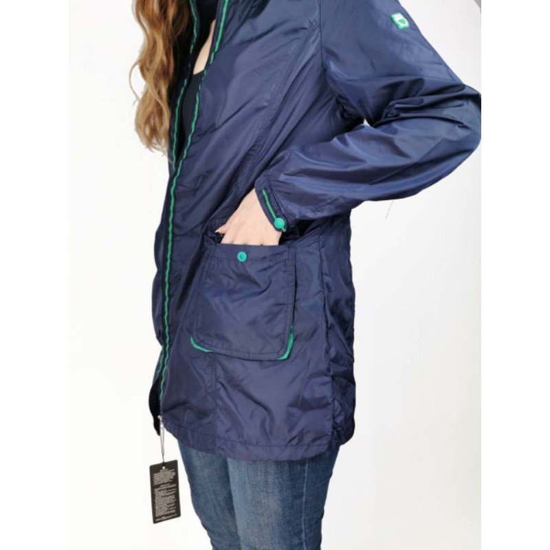 Zishen navy nylon rain hoodie jacket