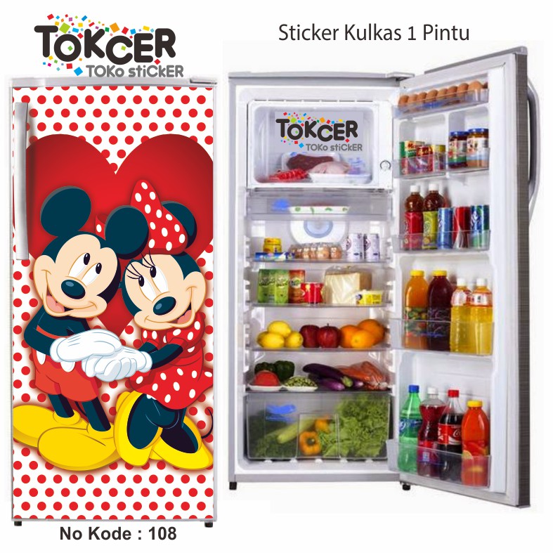 Stiker Kulkas 1 Pintu dan 2 Pintu Mickey dan Minnie