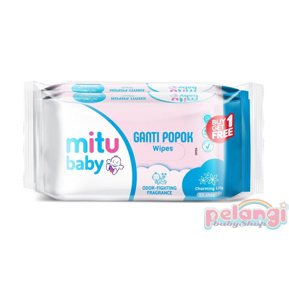 Mitu Baby Tisu Basah Ganti Popok Blue Charming Lily 50'S Beli 1 Gratis 1