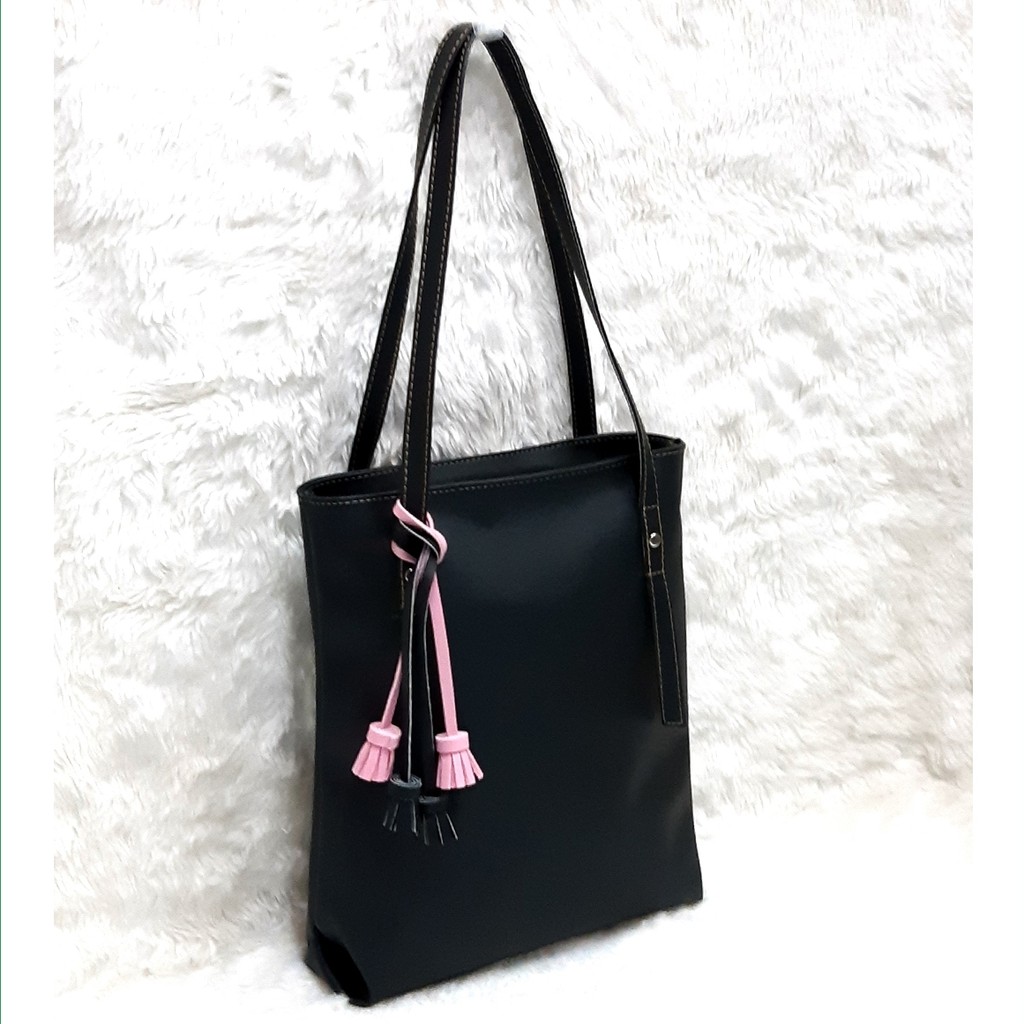 SAES ALAMANDA TOTE BAG VINTAGE BLACK SHOULDER BAG TOTEBAG Saes shop 002