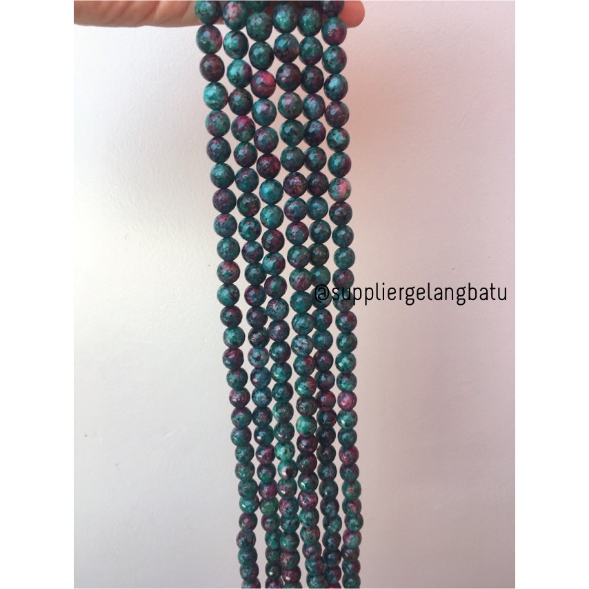 batu green maroon epidote FACETED BEAD 10mm chrysocola bacan doko akik bead unisex pria wanita alam