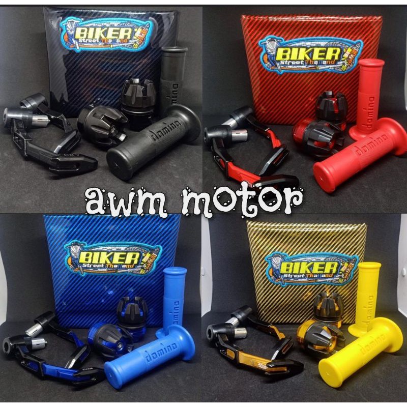 [Paket 4in1] Handgrip Domino Polos + Kulit Jok Karbon + Jalu As + Proguard robot Universal