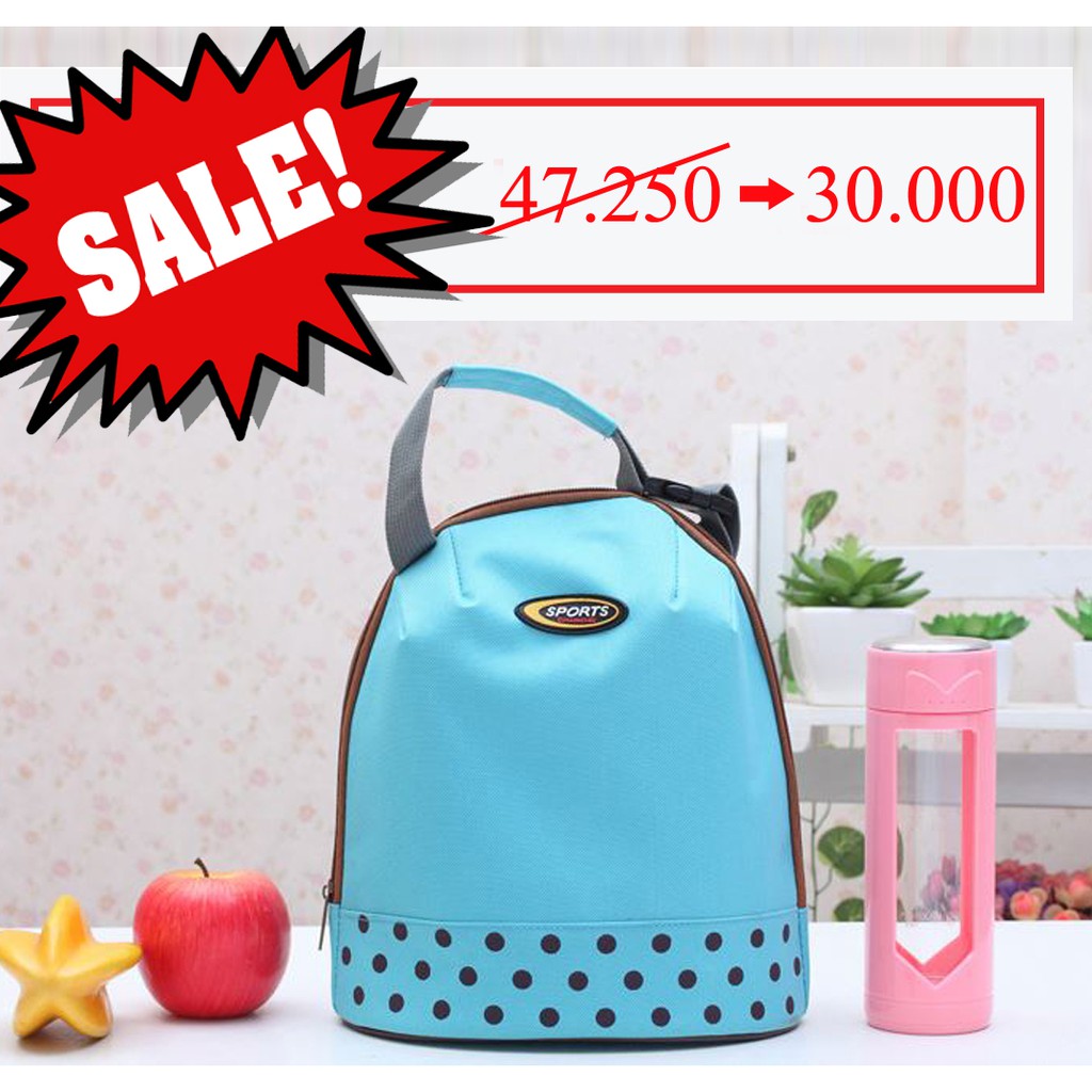 Tas cooler bag polkadot hand carry portable ice pack 