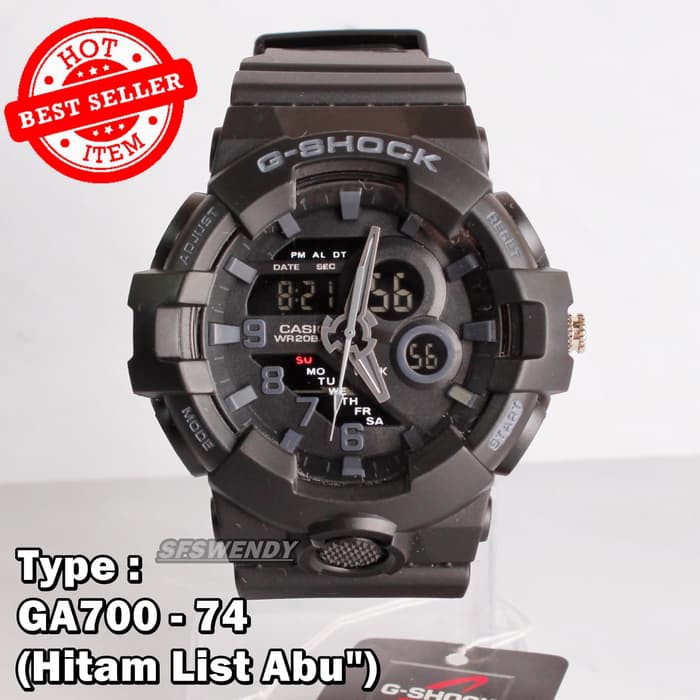 Jam tangan G SHOCK GA-700 Full Black Hitam army digital pria & anak