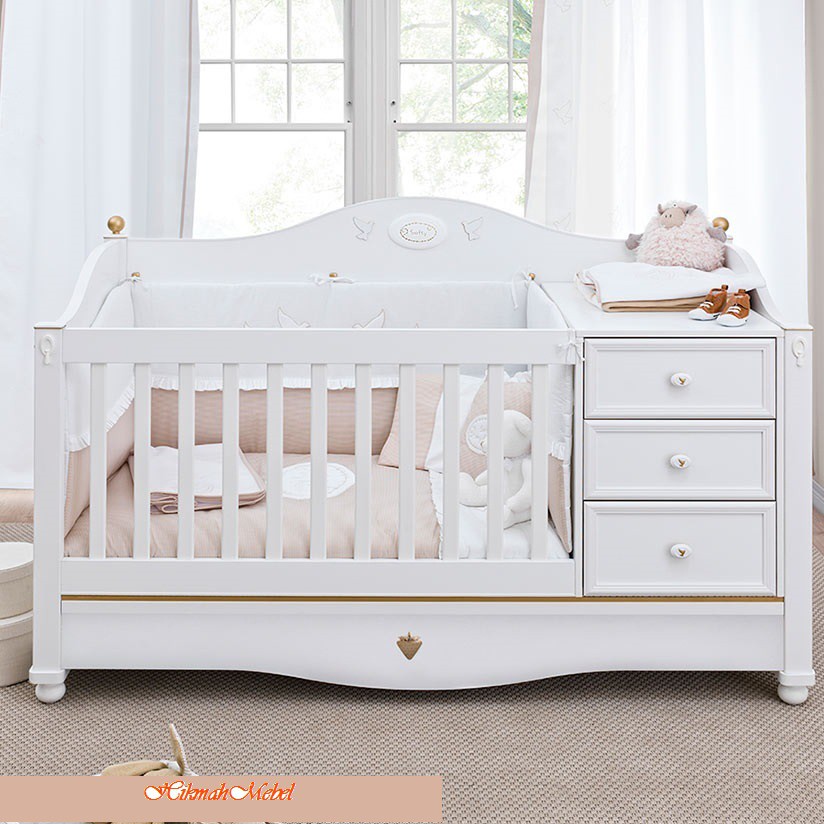 Tempat Tidur Bayi Putih Sorong Duco Berlaci