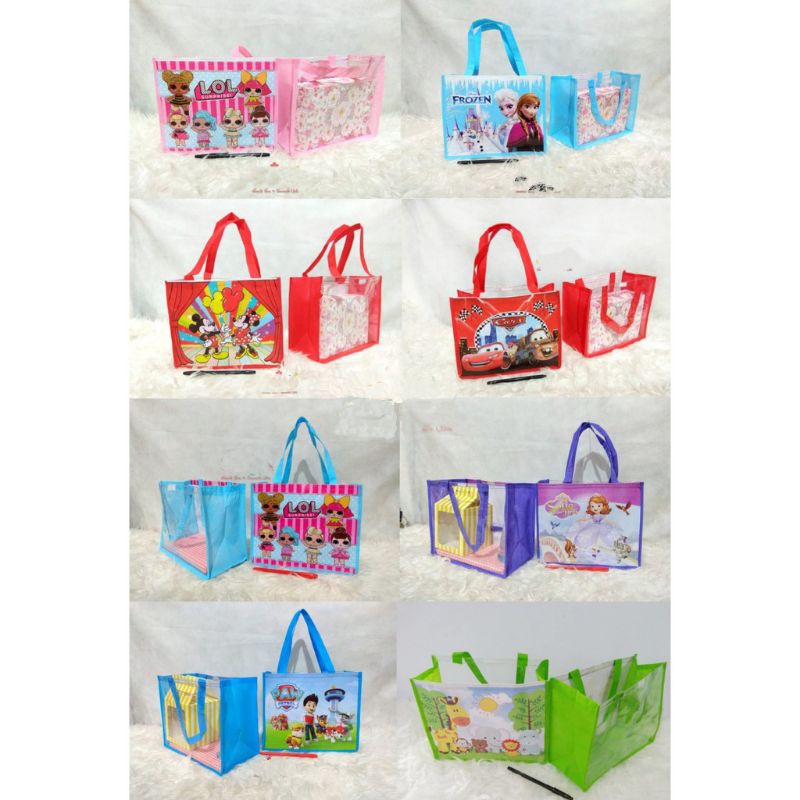 

TERLARIS!! TAS MIKA GOODIE/GOODY BAG KARAKTER KARTUN SPUNBOND TAS TENTENG SOUVENIR ULANG TAHUN MURAH