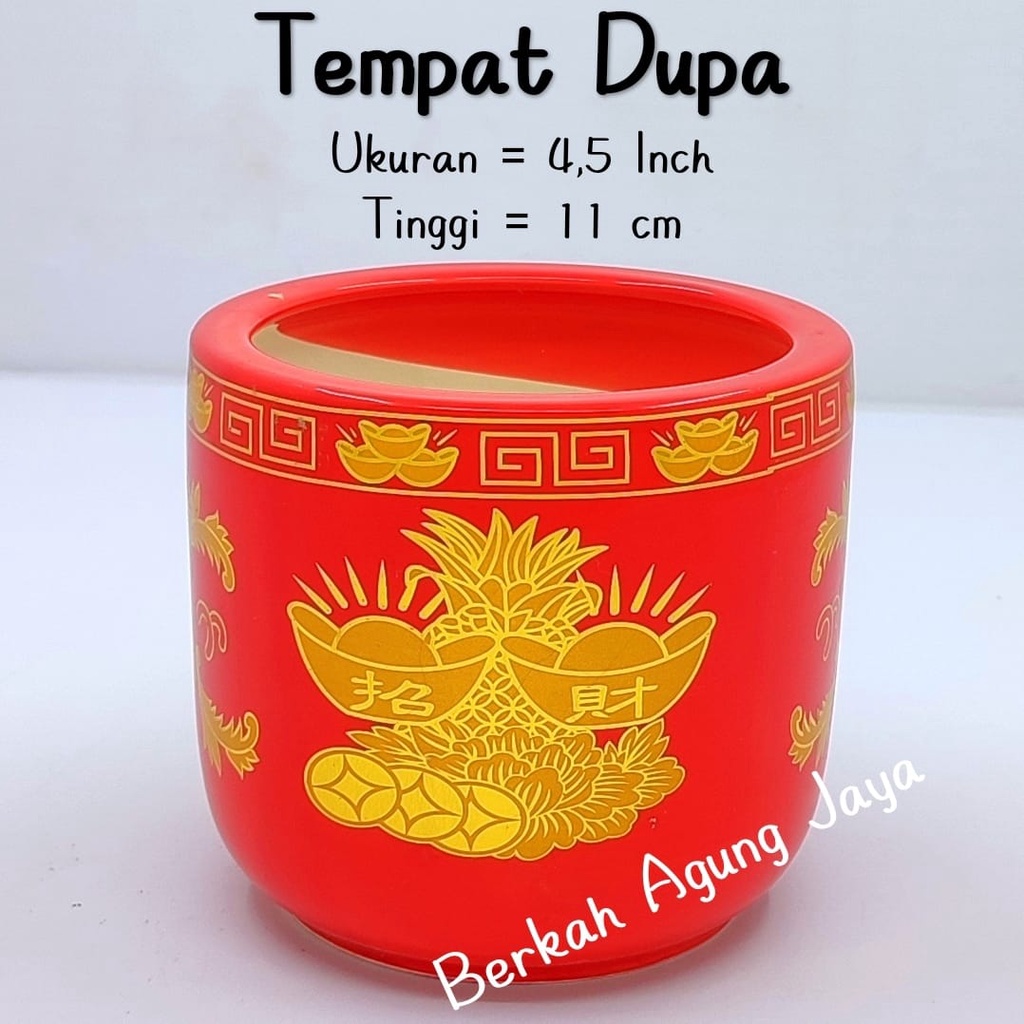 Tempat Dupa / Hiolo Bulat Keramik Merah Ukuran 4.5 inch