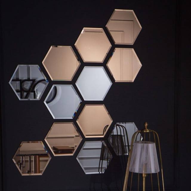 kaca cermin bronze - cermin bronze Hexagonal - kaca cermin Bevel - hexagonal mirror