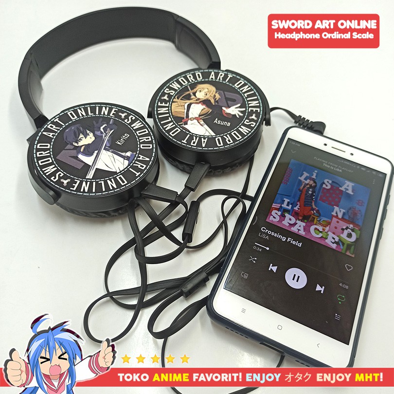 Headphone Anime SAO Sword Art Online Kirito Asuna Ordinal Scale