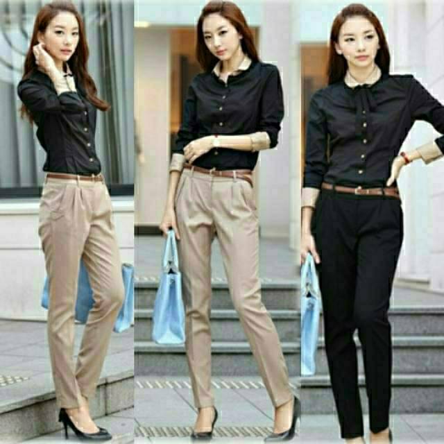 Celana formal Harem wanita stretch