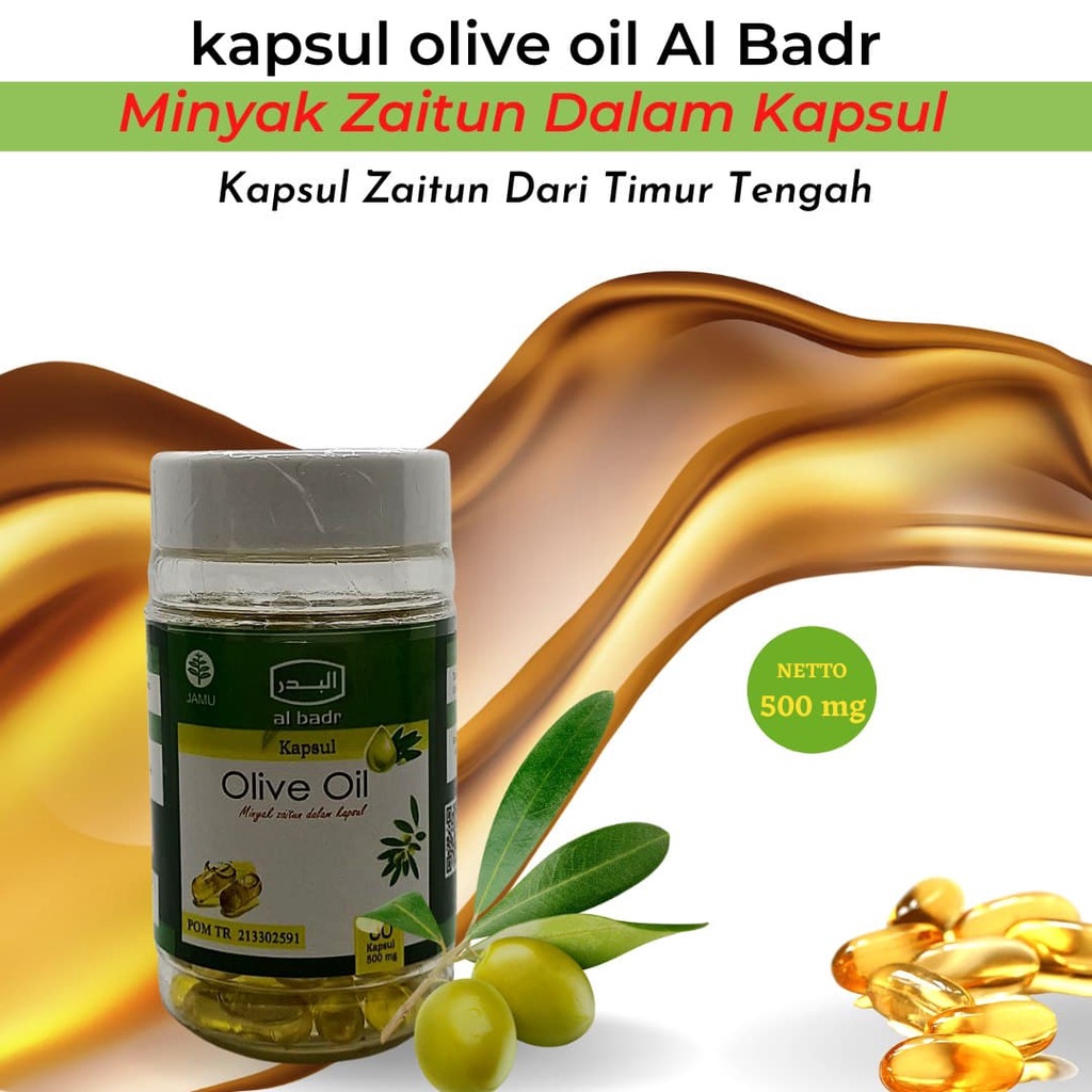 (Paket 5) BPOM Kapsul Minyak Zaitun Olive Oil Al Badr 100% Murni 60 kapsul