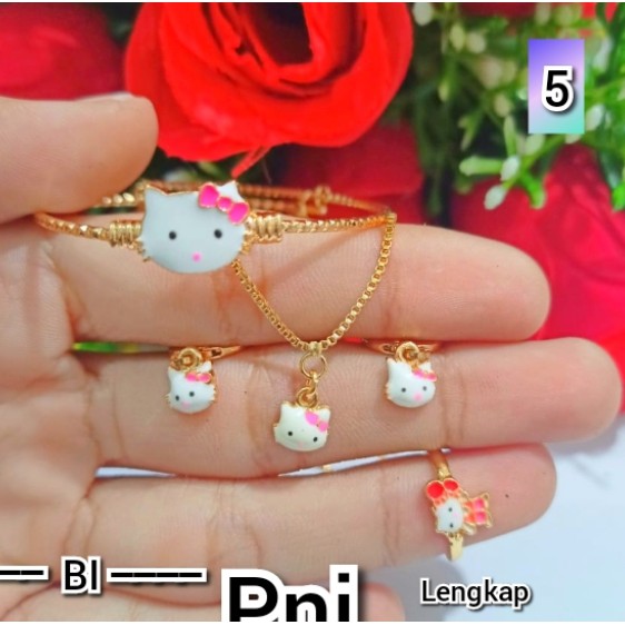 Set Anak Hello Kitty rante mewah ANTI KARAT (COD)