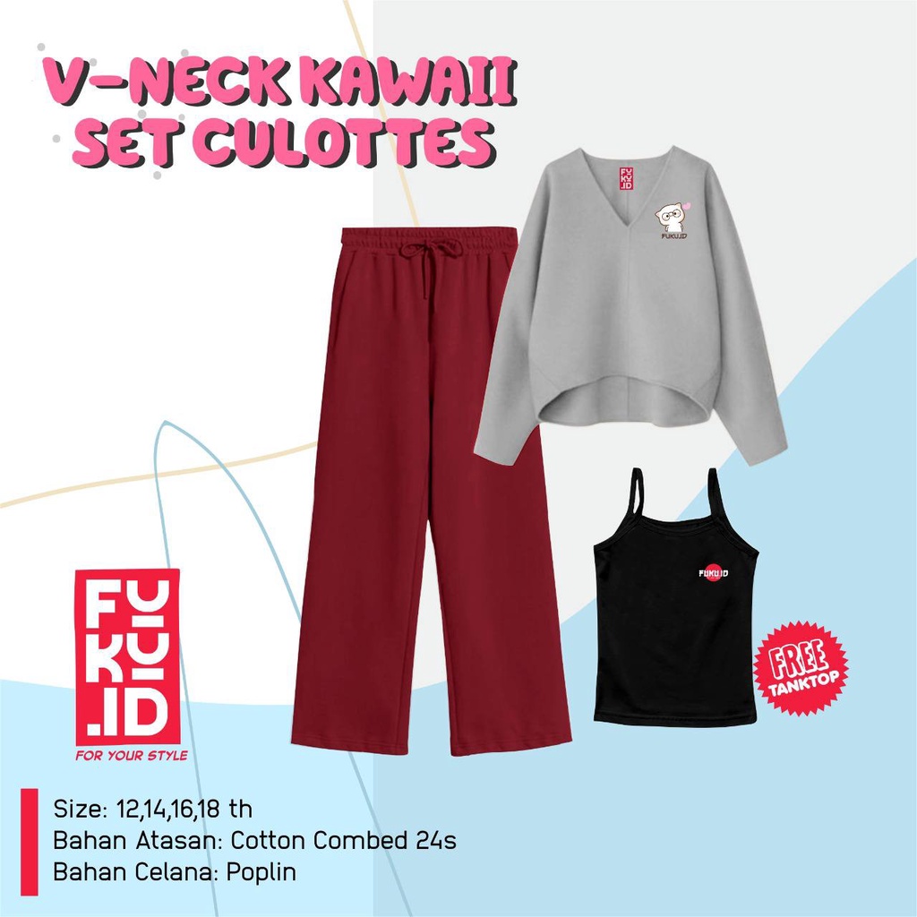 V-NECK KAWAII SET CULOTTES by FUKU.ID