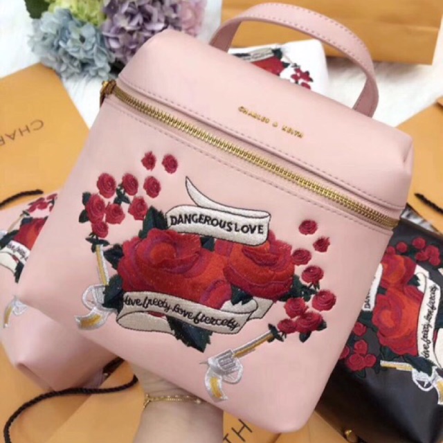 

Charles & Keith embroidered backpack free paperbag 210rb FREE PAPERBAG