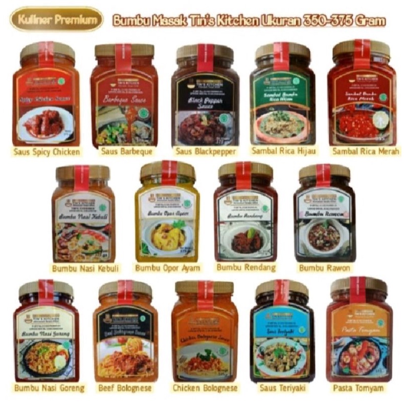 

Bumbu Masak Tin's Kitchen-350 gr, Varian Rasa Saus Barbeque, Black Paper, Spicy Chicken, Rica Hijau, Rica Merah, Chicken Bolognese, Teriyakii.