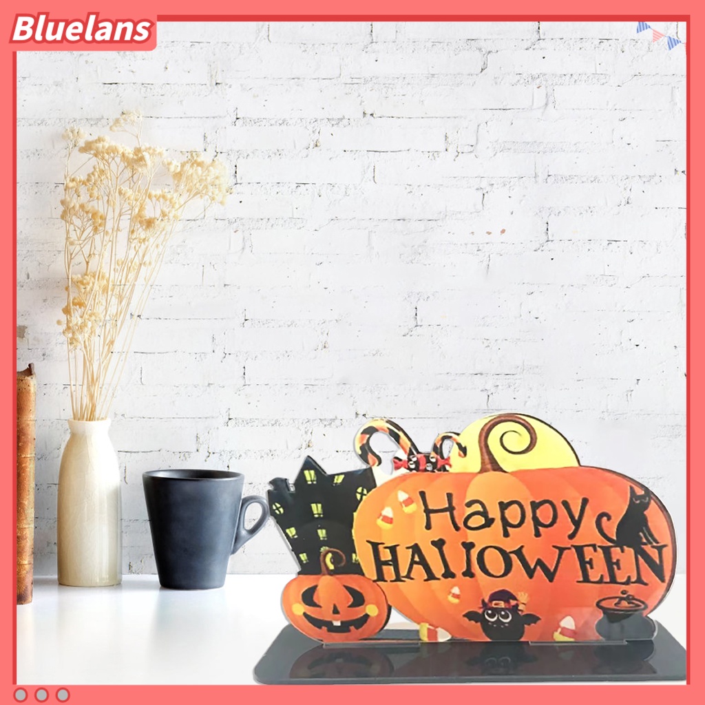 Ornamen Desain Happy Halloween Bahan Akrilik Untuk Dekorasi Meja