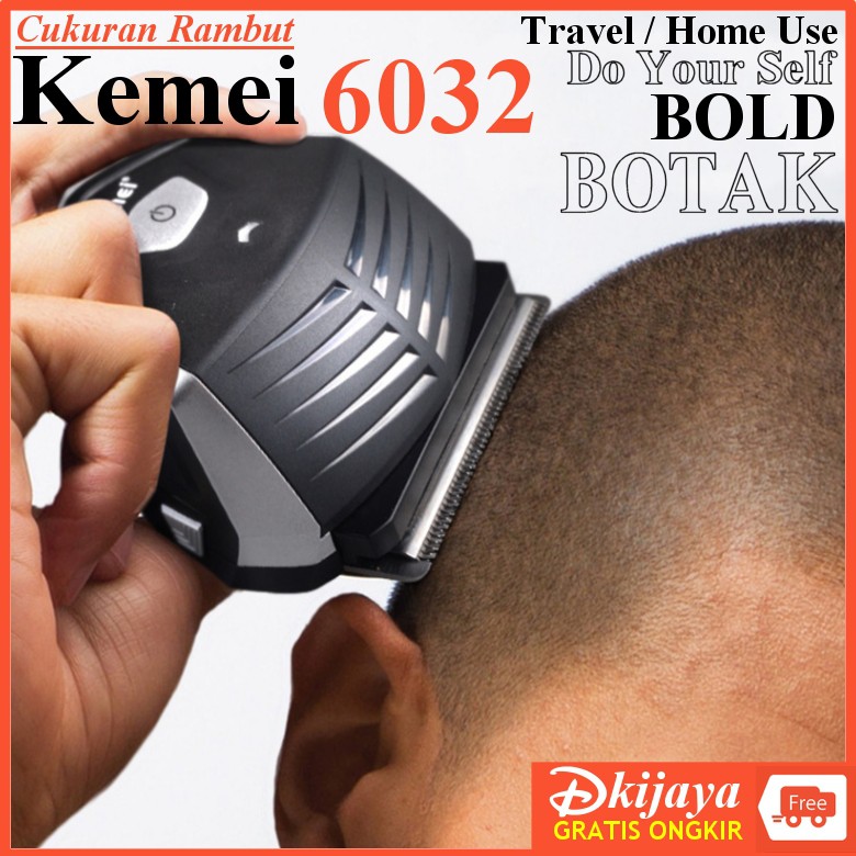 Kemei 6032 Cukuran KM6032 Clipper BOLD Botak DIY mesin cukur rambut portabel rambut janggut