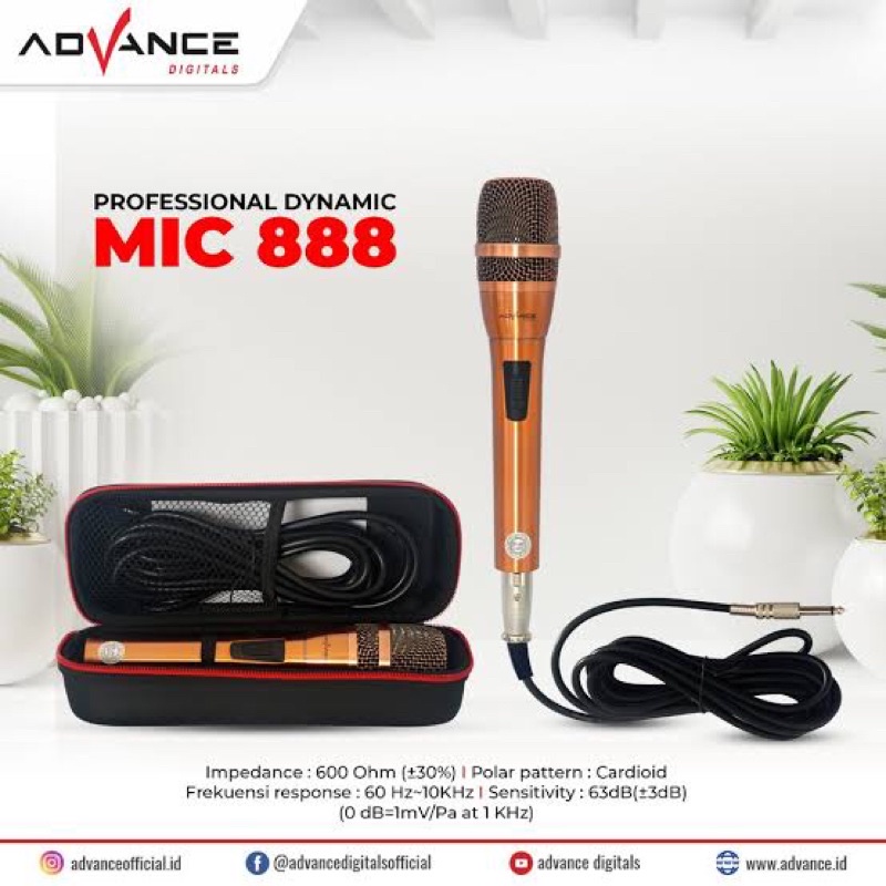 Mic kabel advance 888 (free tas mic),mic karaoke, mic karaoke murah