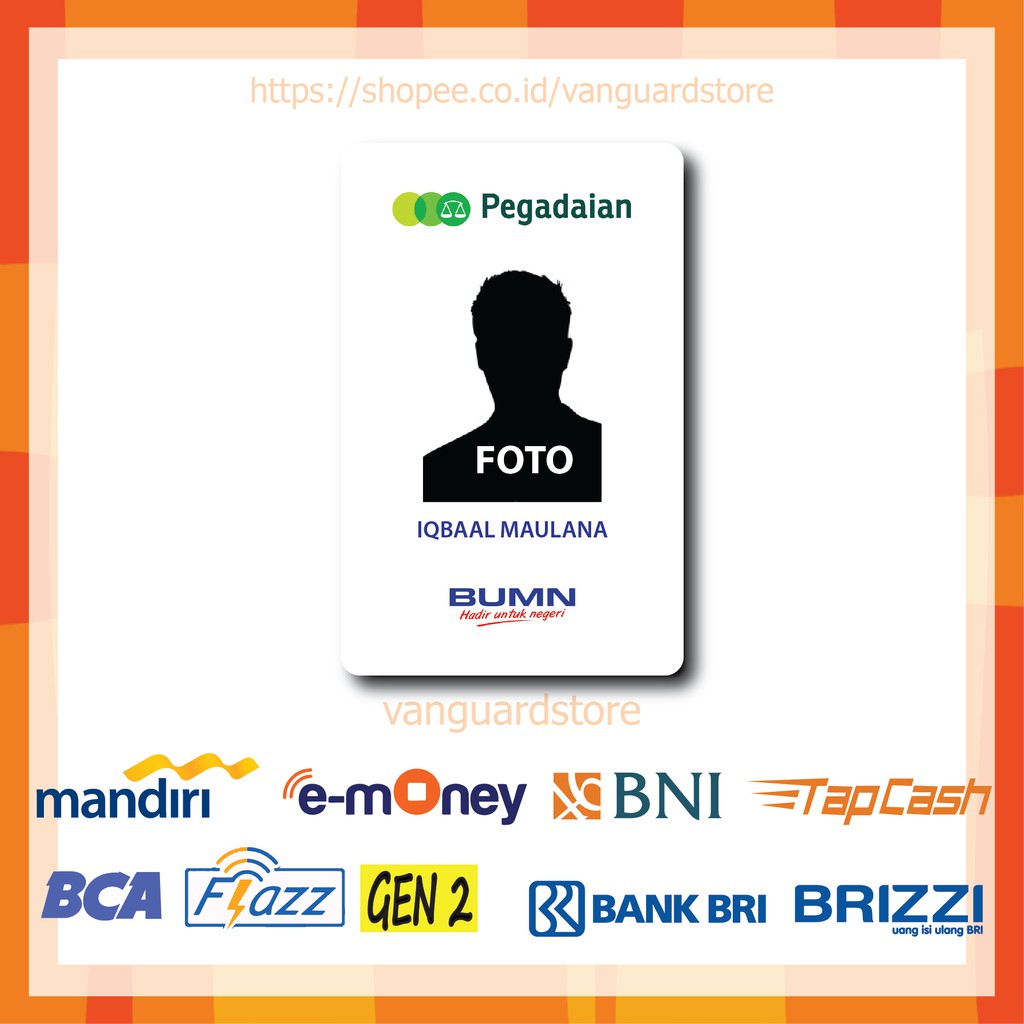 KARTU E MONEY E TOLL PEGADAIAN KARTU PENGENAL CONTOH ID CARD 1 EMONEY MANDIRI FLAZZ TAPCASH BRIZZI