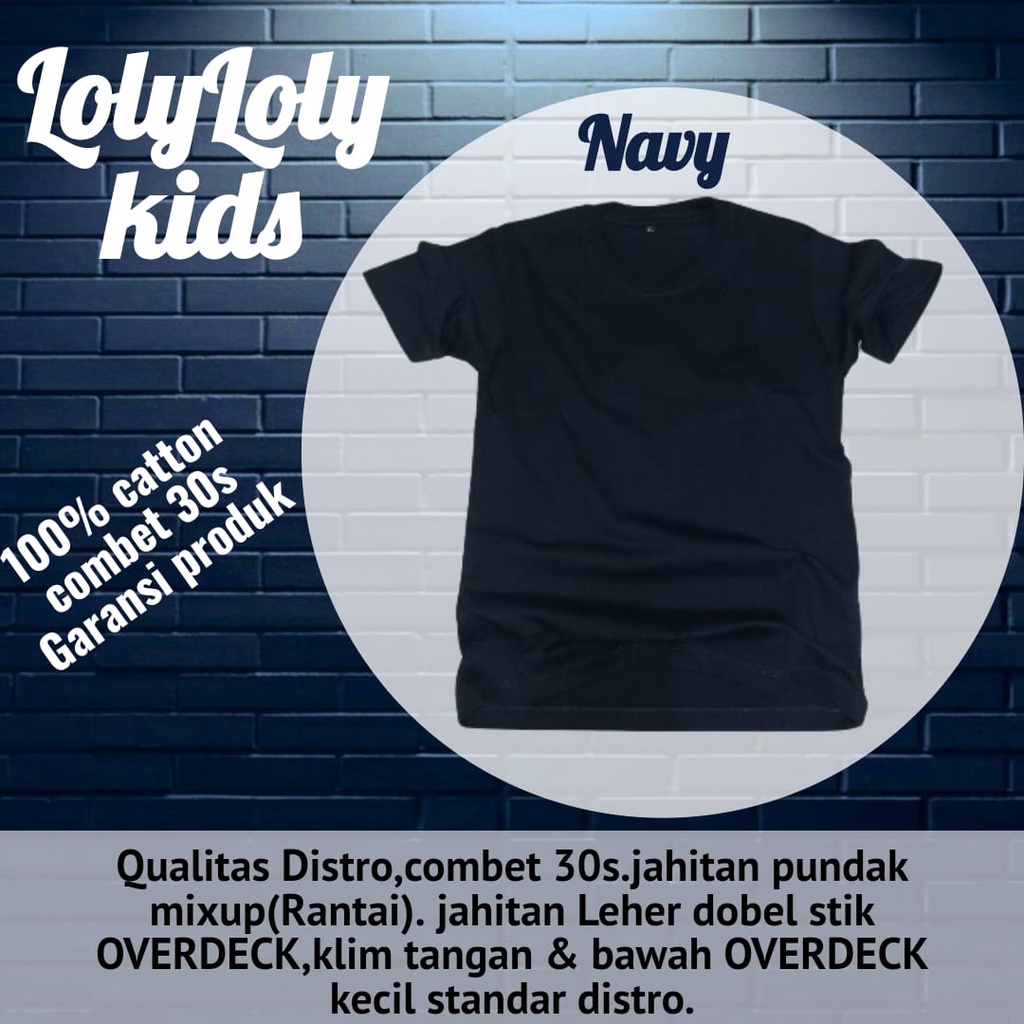 KAOS POLOS ANAK LENGAN PENDEK COTTON COMBED 30S BAJU KAOS KIDS UMUR 1-12 TAHUN