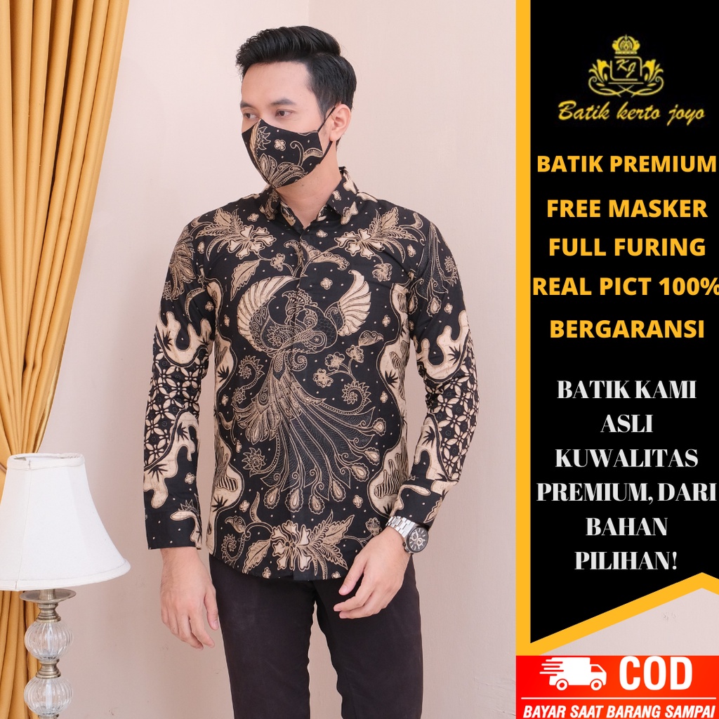 Batik pria modern slimfit Baju Batik Pria Lengan Panjang slim fit baju batik Slimfit pria premium baju seragam BATIK KERTOJOYO KJ022 kemeja batik pria lengan panjang full furing baju batik alisan pria Kemeja batik slim fit batik pria premium PRABUSENO