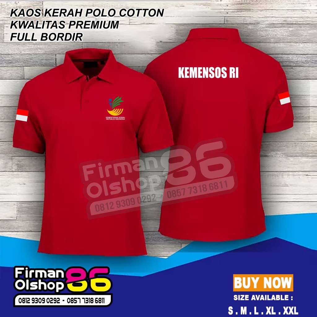 polo shirt KEMENSOS RI Kaos KEMENSOS RI Kaos kerah KEMENSOS RI Kaos polo shirt KEMENSOS RI full bord