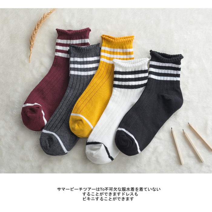 KK-05 kaos kaki mata kaki korea jepang strip tebal import ankle socks