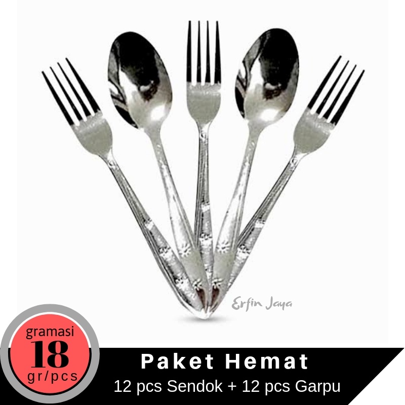 set sendok garpu sendok garpu makan stainless 24pc